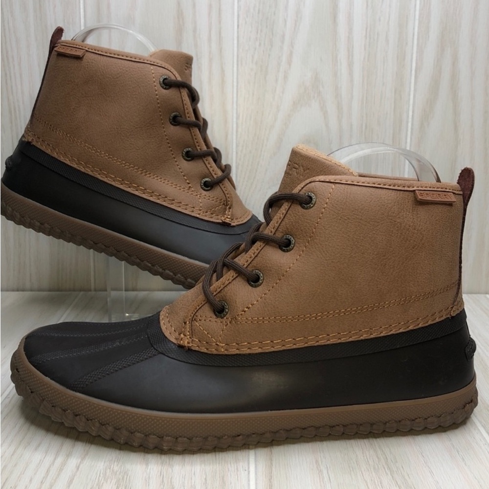 Brown and Black Rain & Snow Boots with Lace-Up Closure size 10
